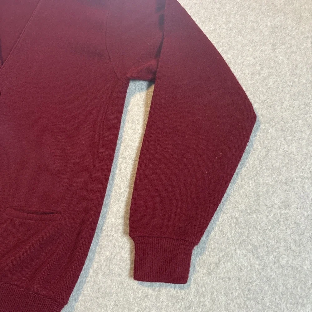 Vtg Kings Road Sears Cardigan Sweater Men's Sz M Dk Red Orlon Acrylic Sw1